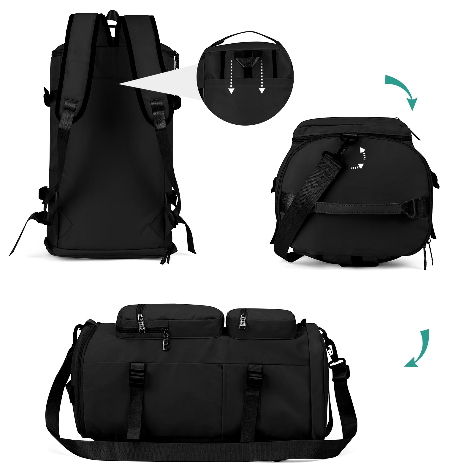 Large Capacity Versatile Duffle Bag Travel Backpack and Gym Bag