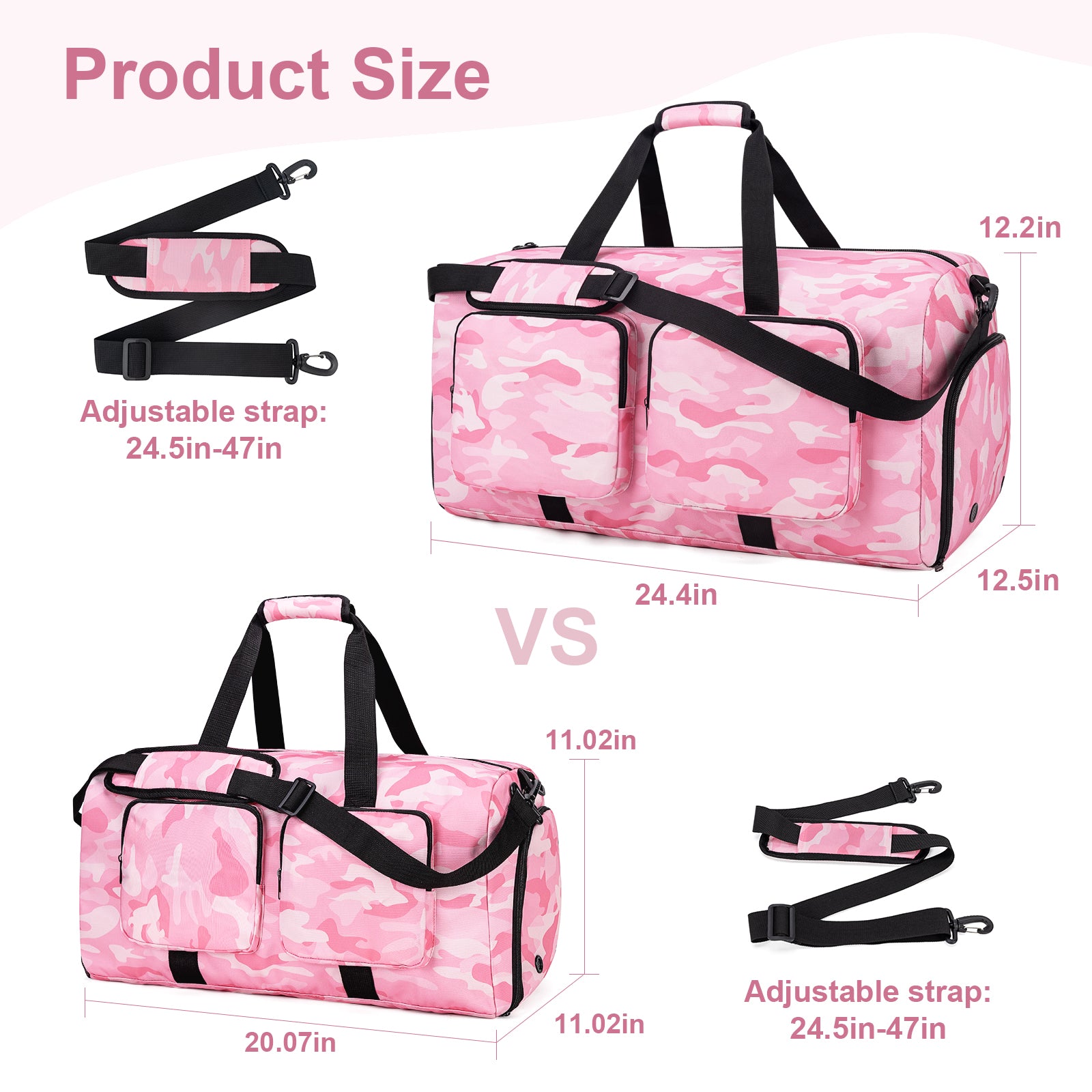 Large Capacity Weekend Duffle Travel Bag Gym Bag with Shoe Compartment