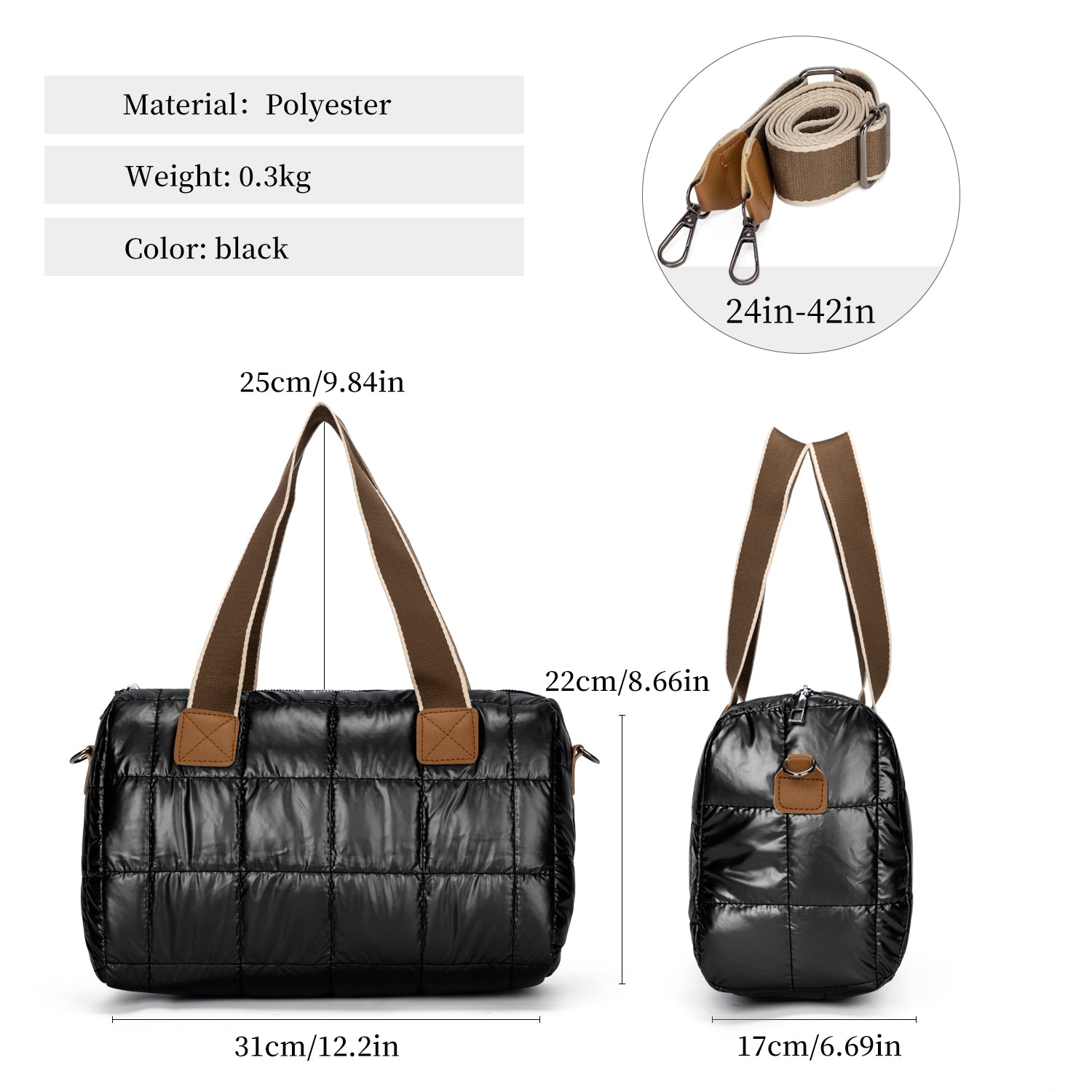 Large Soft Quilted Puffer Tote Bag