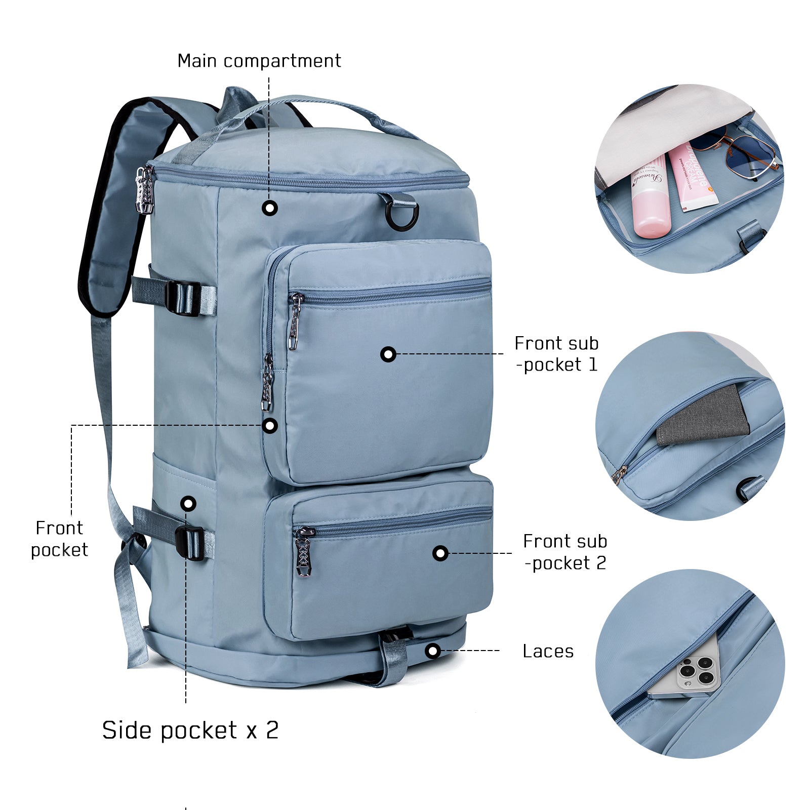 Large Capacity Versatile Duffle Bag Travel Backpack and Gym Bag