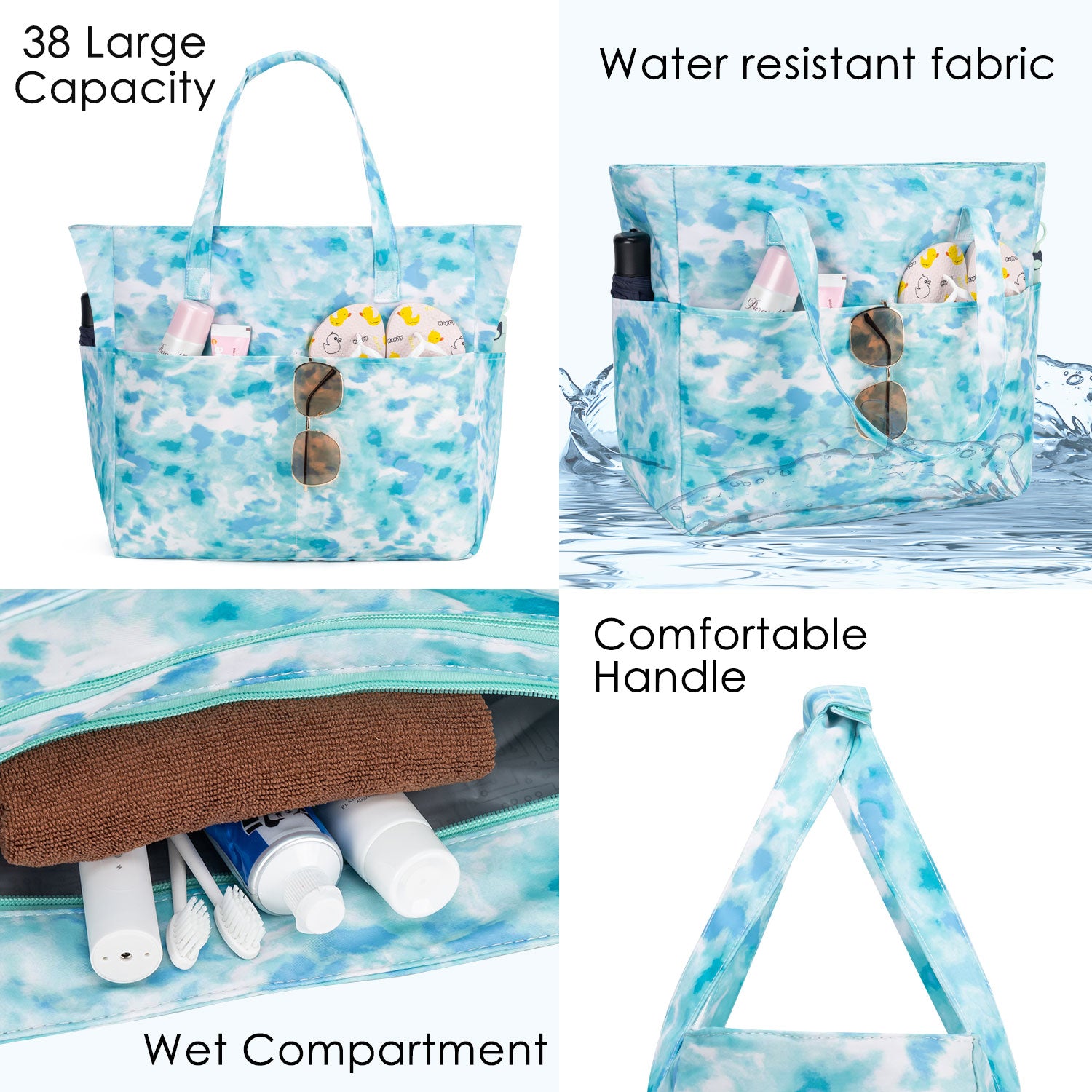Striped Large Beach Bag Waterproof