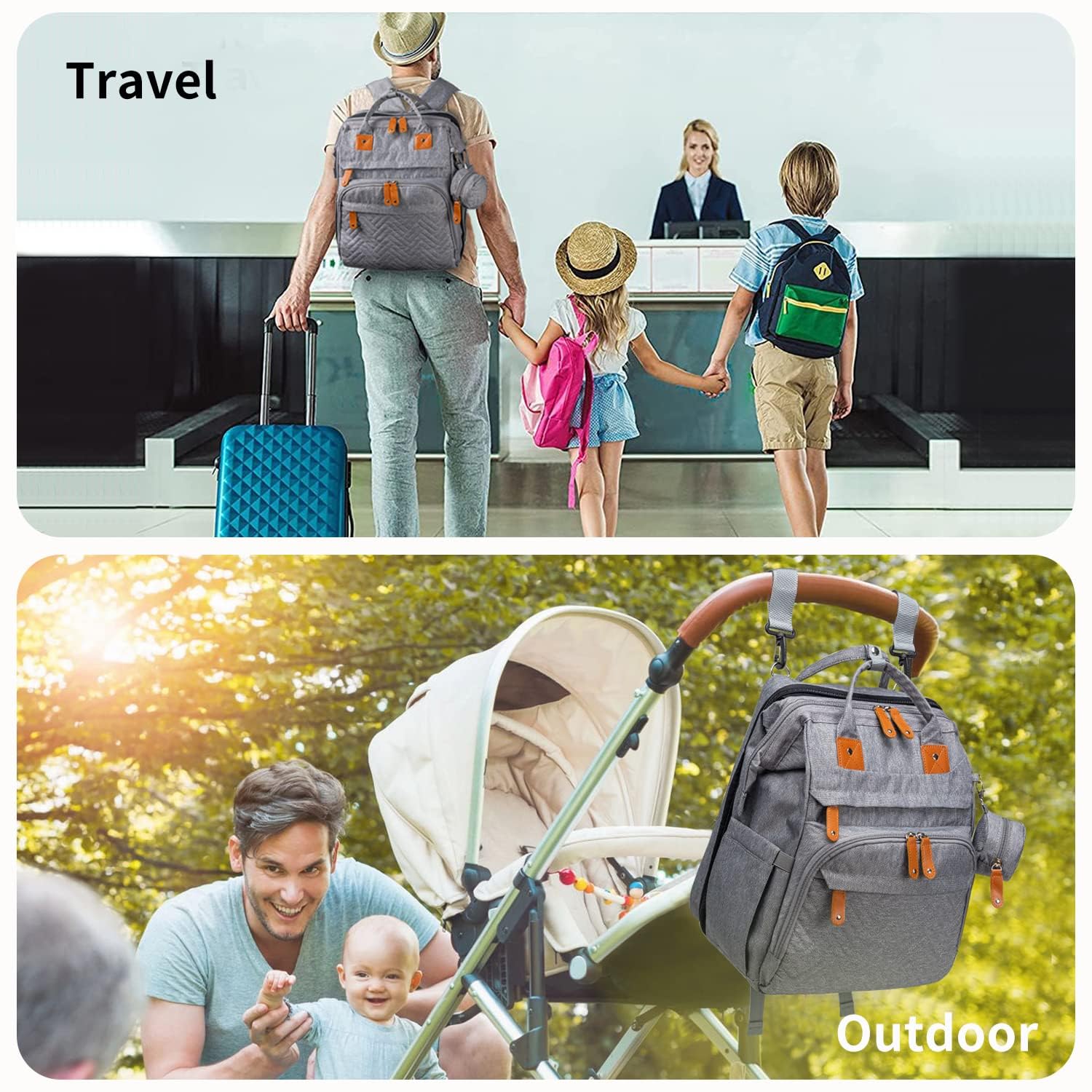 Diaper Bag Backpack with Detachable Changing Station, Large Capacity Baby Diaper Bags for Boys & Girls