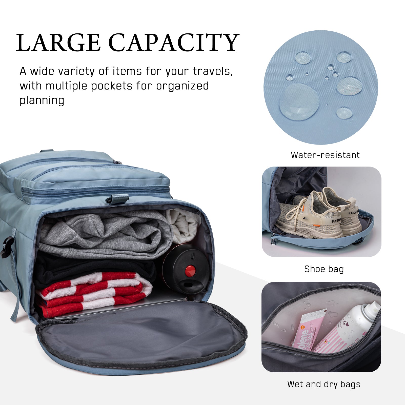 Large Capacity Versatile Duffle Bag Travel Backpack and Gym Bag