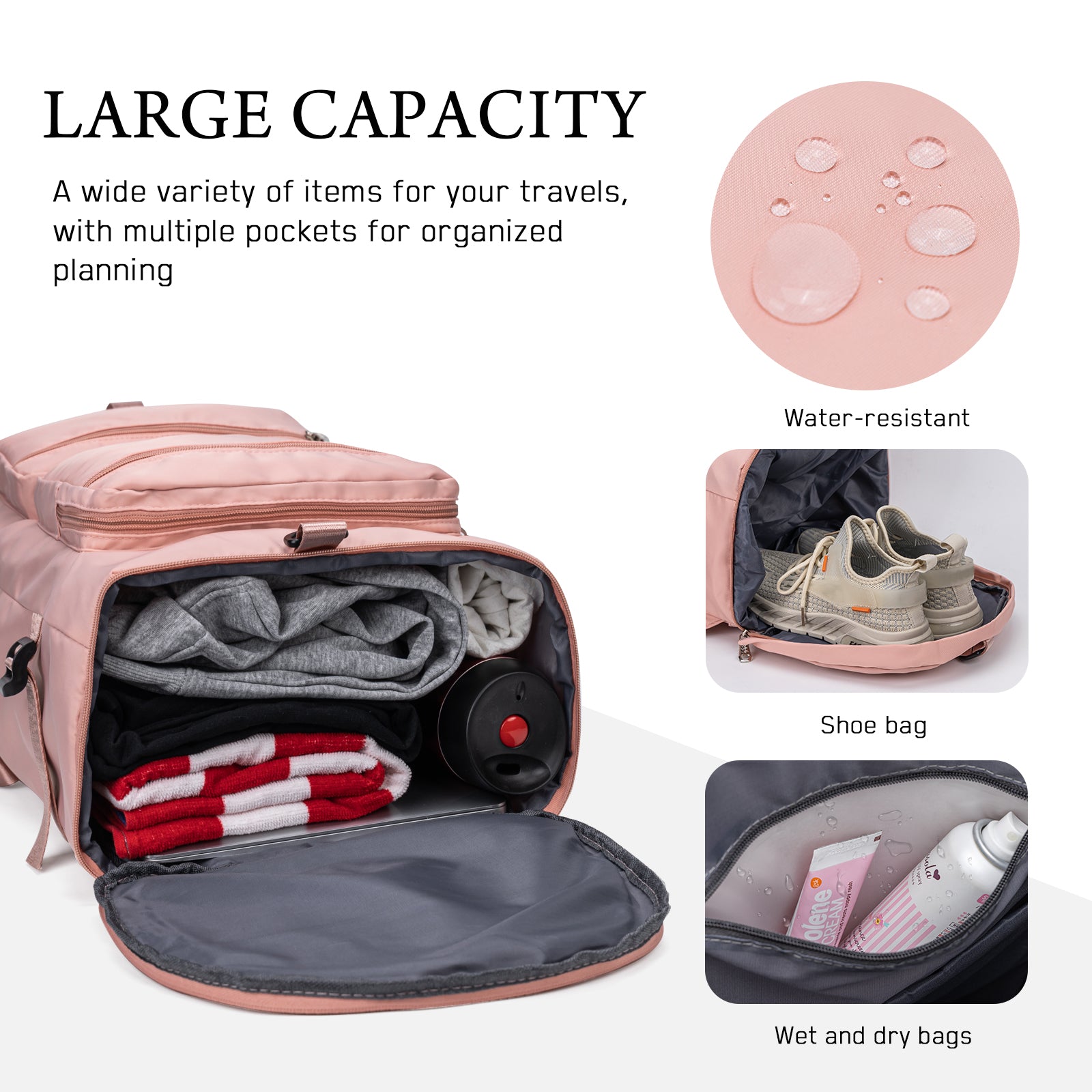 Large Capacity Versatile Duffle Bag Travel Backpack and Gym Bag