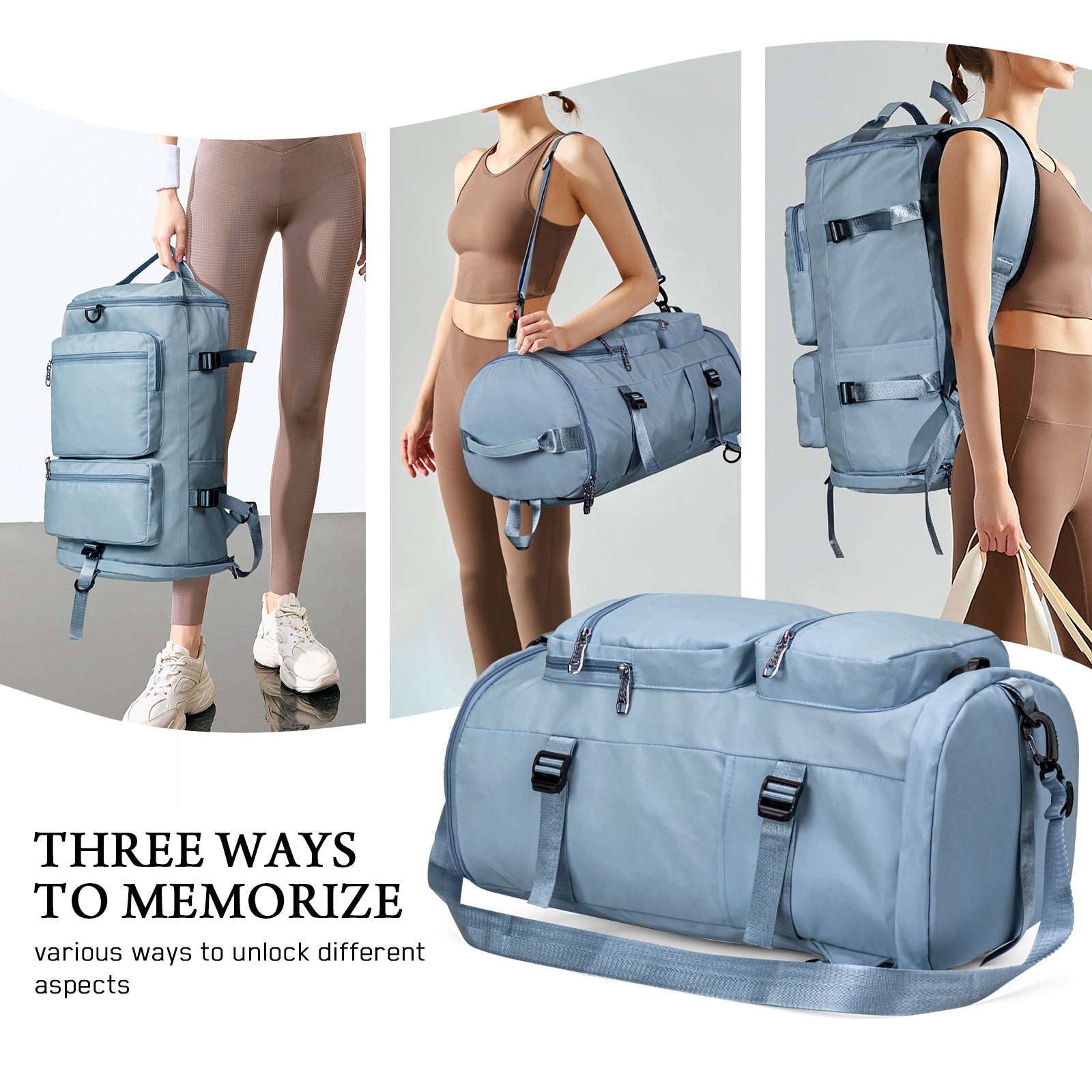 Large Capacity Versatile Duffle Bag Travel Backpack and Gym Bag