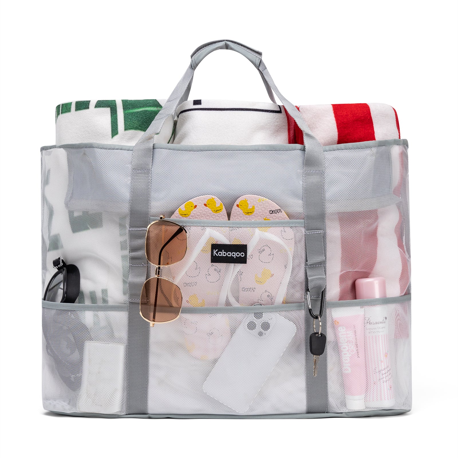 Large Lightweight Solid Mesh Beach Bag with Zipper