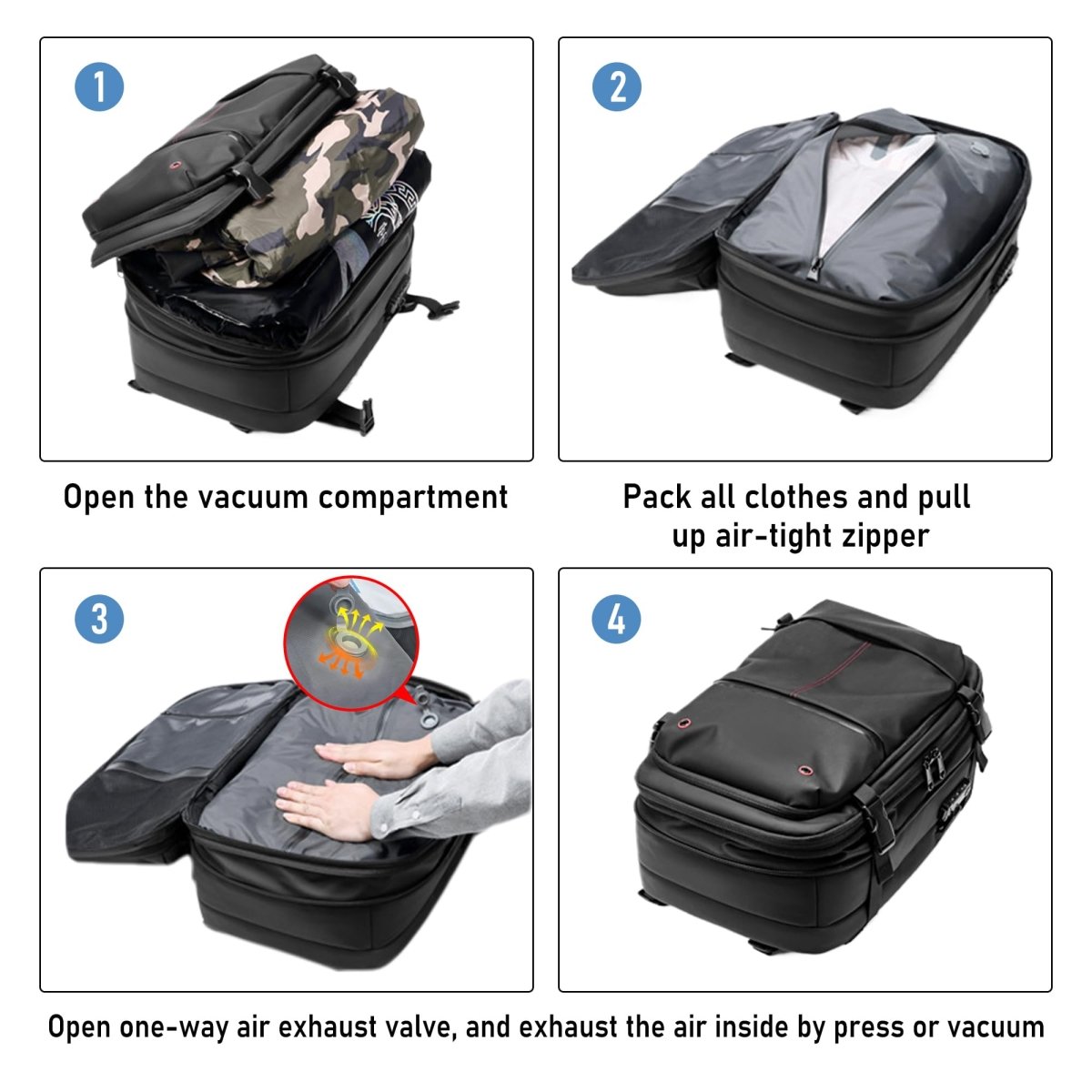 Airback 60L Travel Backpack - Vacuum Compression Design,Expandable, Waterproof, Anti - Theft - Greentaya