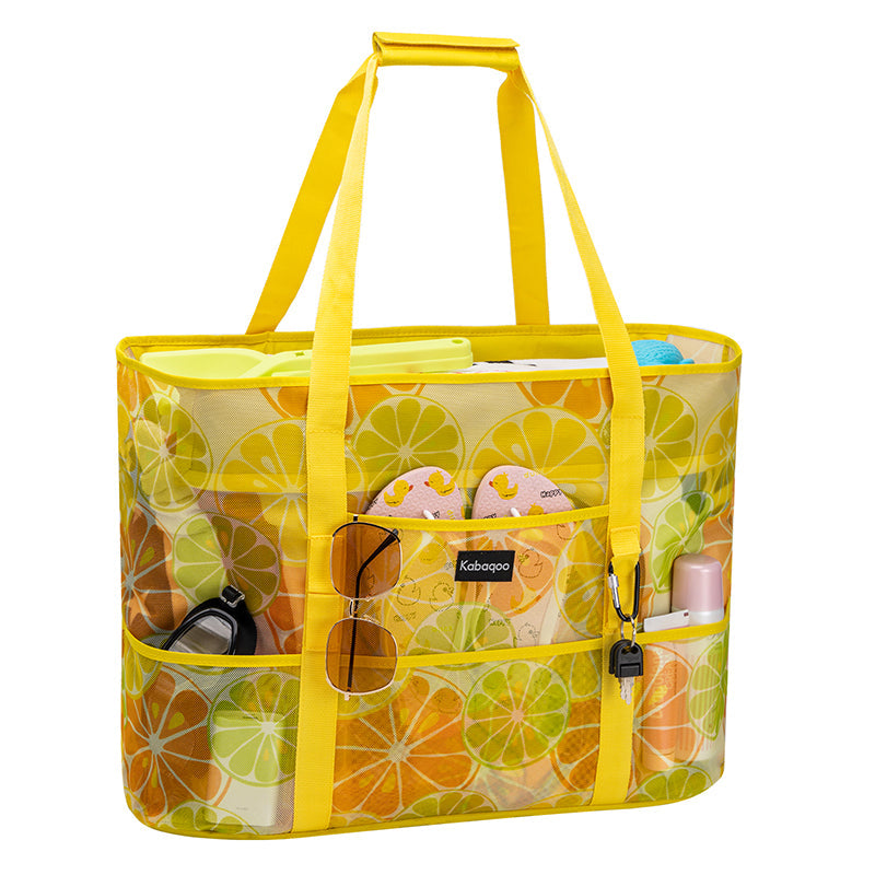 Large Lightweight Solid Mesh Beach Bag with Zipper