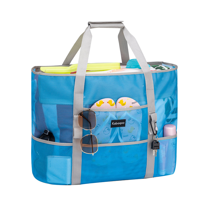 Large Lightweight Solid Mesh Beach Bag with Zipper