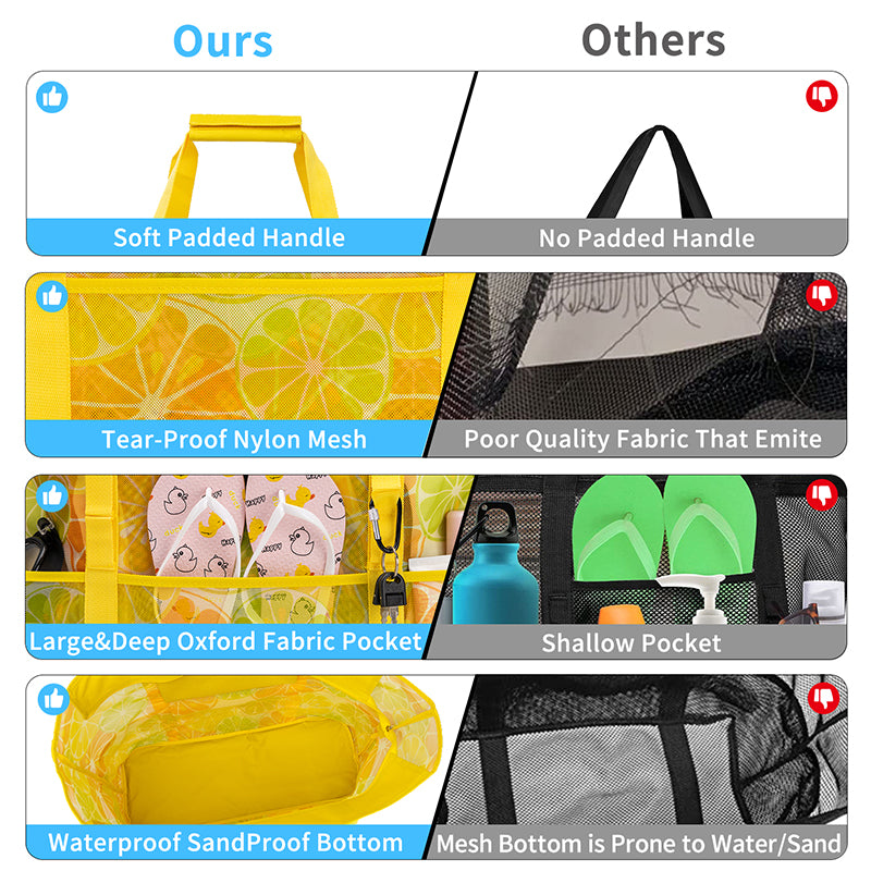 Large Lightweight Solid Mesh Beach Bag with Zipper