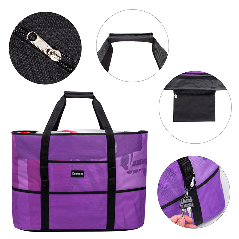 Large Lightweight Solid Mesh Beach Bag with Zipper