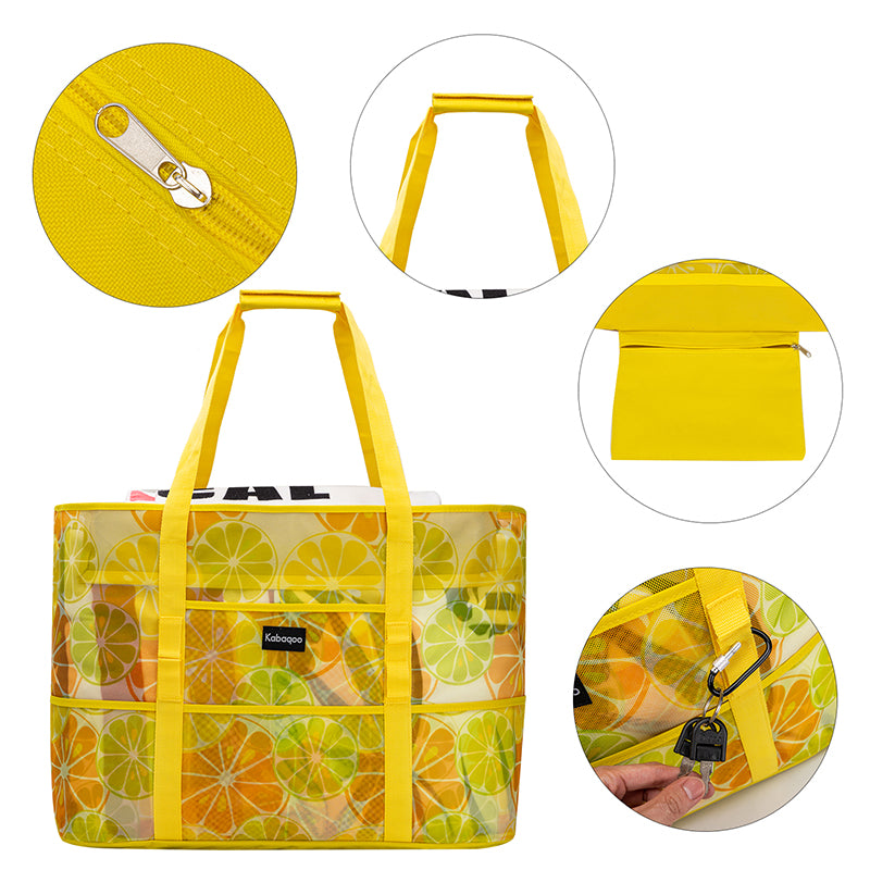 Large Lightweight Solid Mesh Beach Bag with Zipper