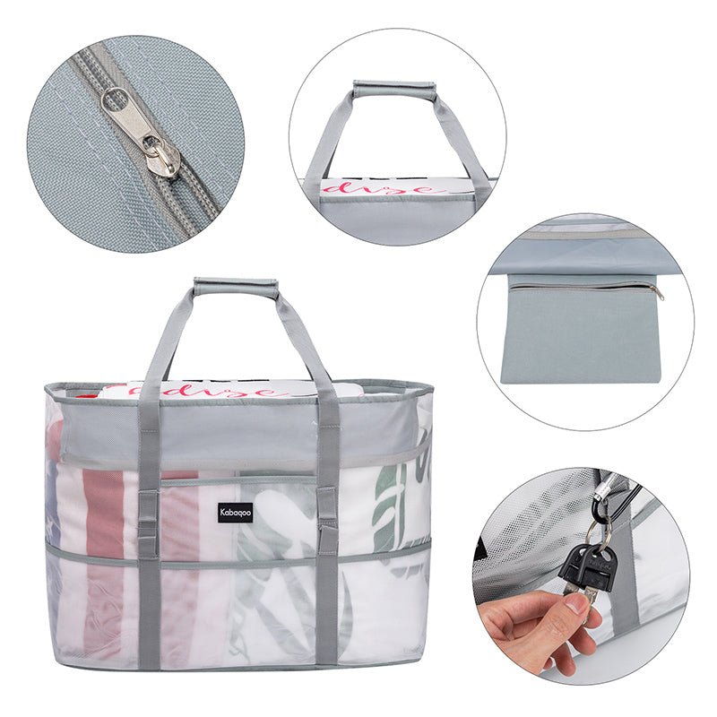 Large Lightweight Solid Mesh Beach Bag with Zipper