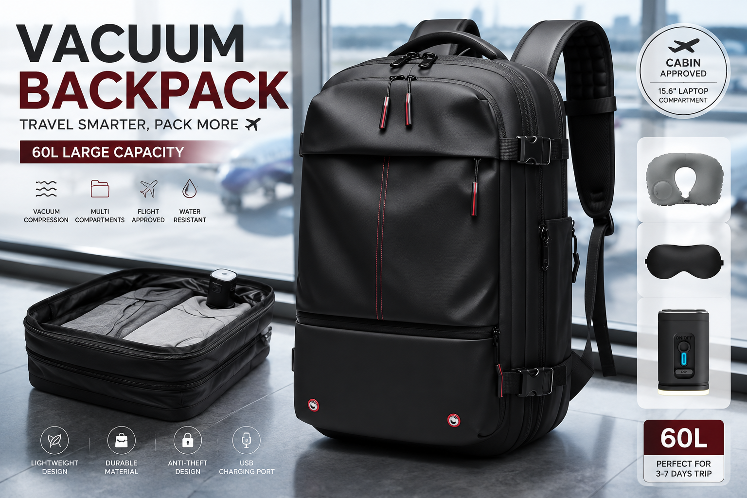 Pack 2 Weeks of Gear into a Carry-On: The Kabaqoo 60L Vacuum Backpack Guide