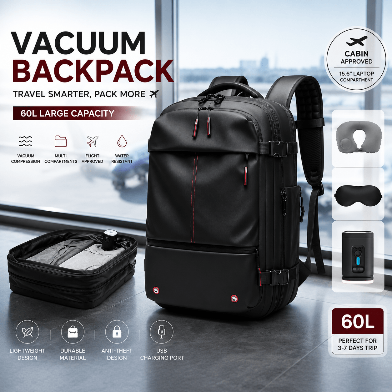 Pack 2 Weeks of Gear into a Carry-On: The Kabaqoo 60L Vacuum Backpack Guide