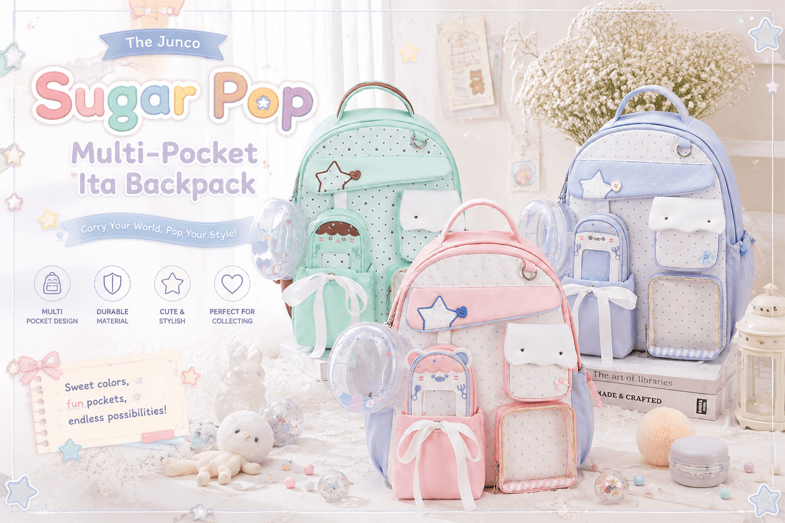 Where Sweetness Meets Street Style: The Symphony of Sugar Pop Multi-Pocket Ita Backpack