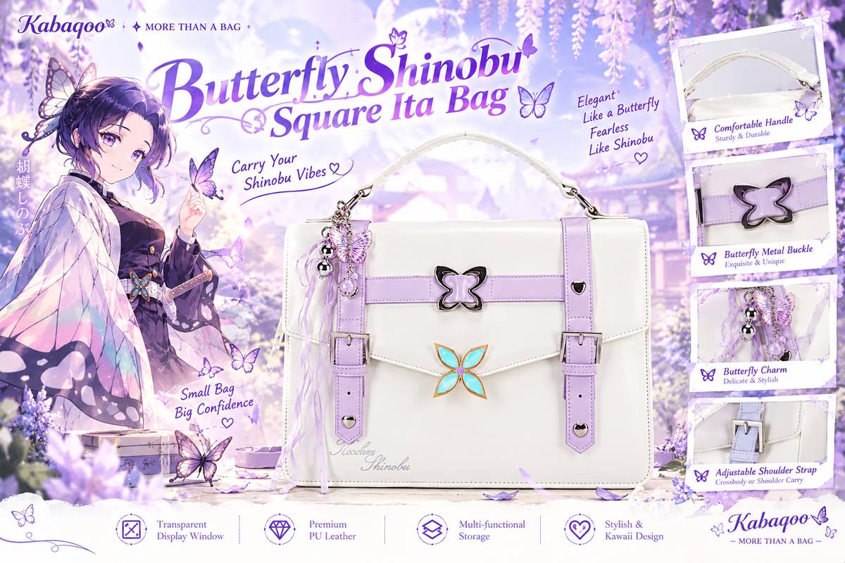 Butterfly Shinobu Square Ita Bag | Anime Pin Display Bag | Kabaqoo