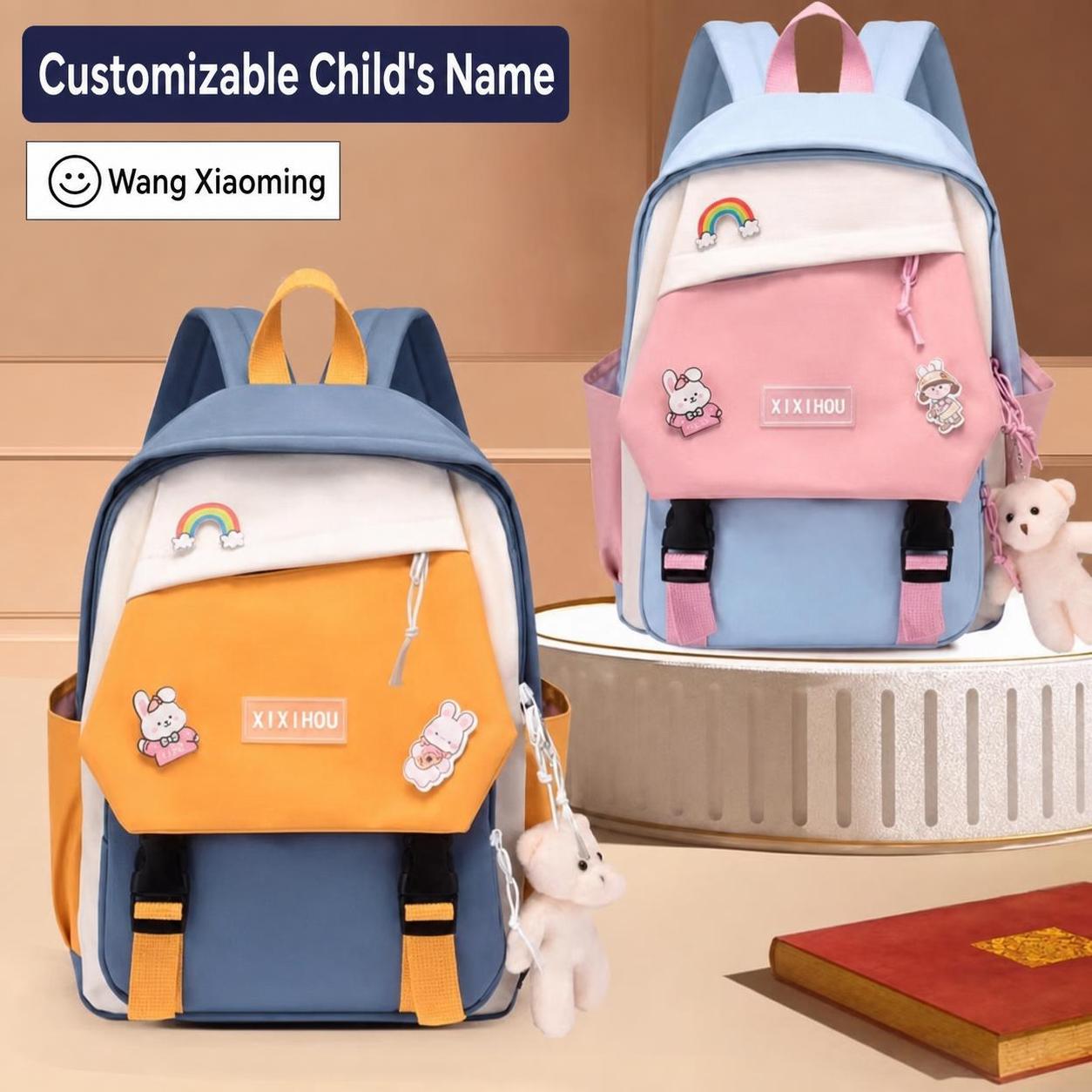Kabaqoo German-style schoolbags for boys and girls, large capacity, customizable with names, high quality