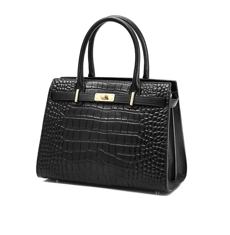 Kabaqoo German Light Luxury Women's Handbag — Crocodile-Embossed Cowhide Shoulder & Crossbody Bag — Stylish & Trendy Gift for Mom