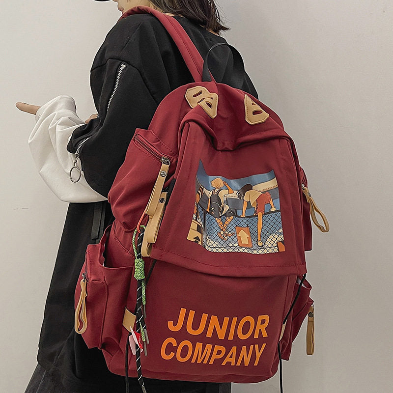 Kabaqoo German-style Red Backpack for Female Students