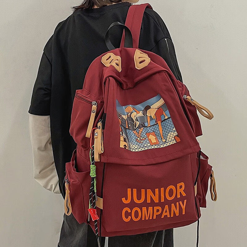 Kabaqoo German-style Red Backpack for Female Students