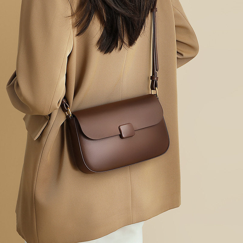 Kabaqoo German Women's Tofu Bag Summer New Style Crossbody Shoulder Bag, Small Square Bag, Genuine Leather, High-Quality Shoulder Bag