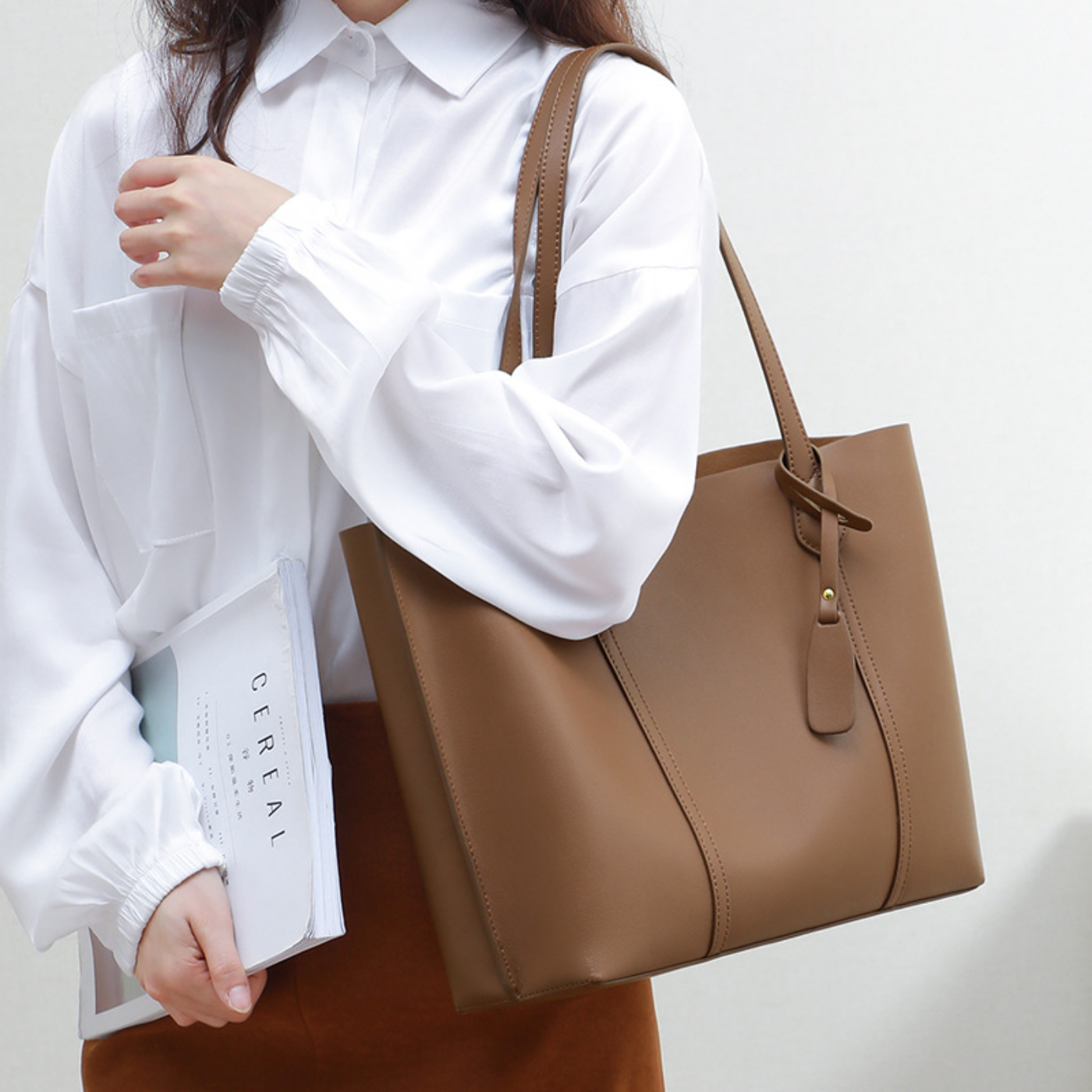 Kabaqoo German Women's Genuine Leather Tote Bag, High-Quality Trendy Fashion New Style, Premium Shoulder Bag, Perfect Gift