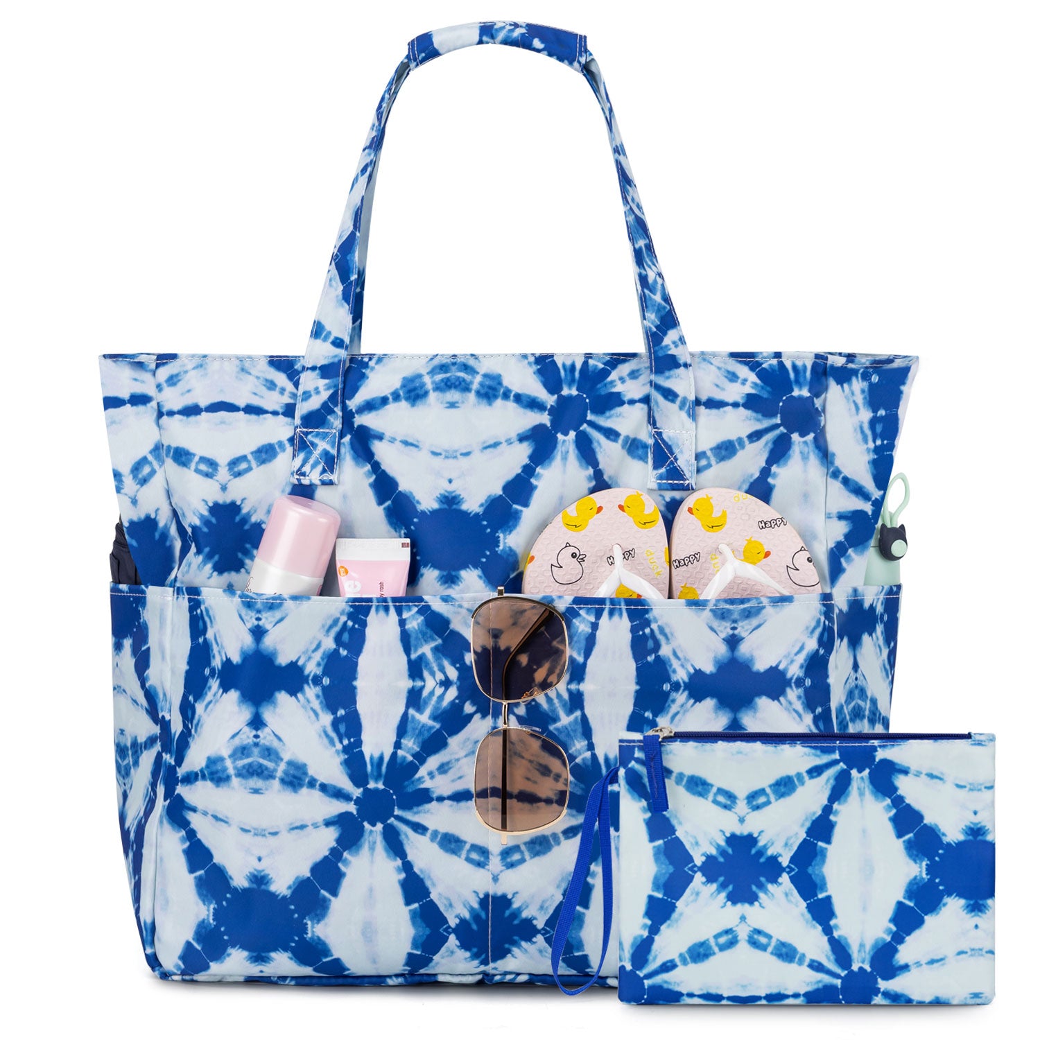 Oversized Waterproof Beach Bag with Zipper & Wet