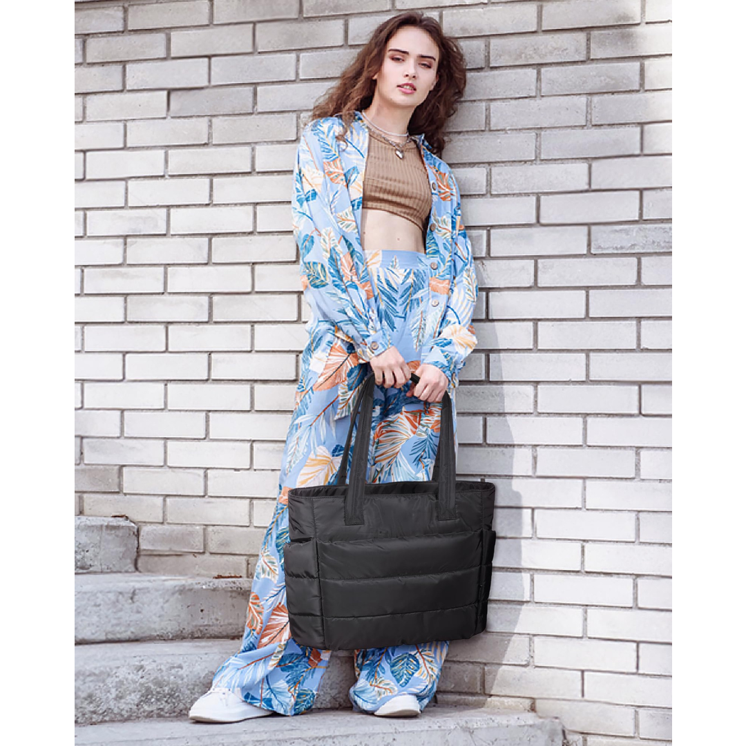 20L Puffy Tote Bag with 15.6" Laptop Compartment