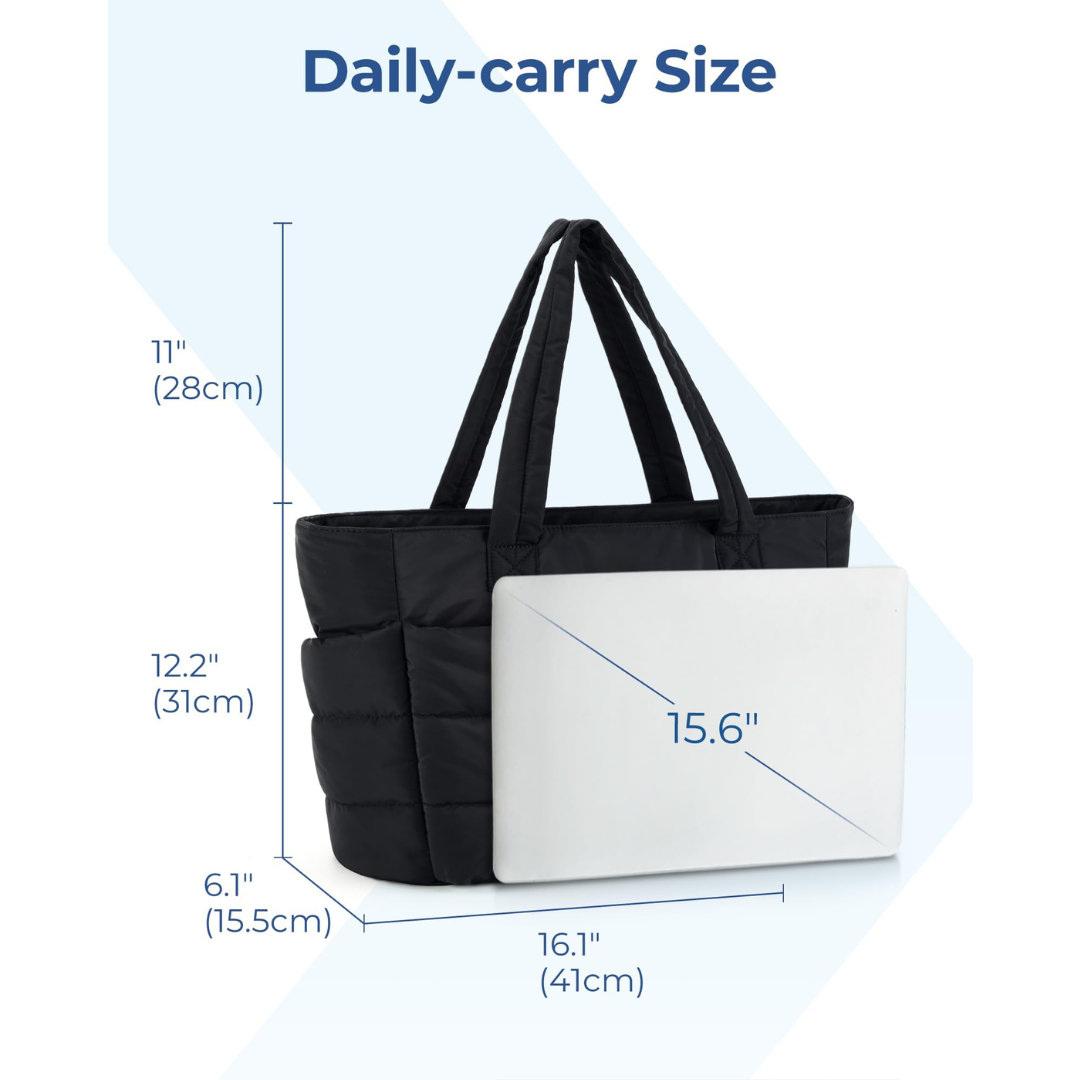 20L Puffy Tote Bag with 15.6" Laptop Compartment