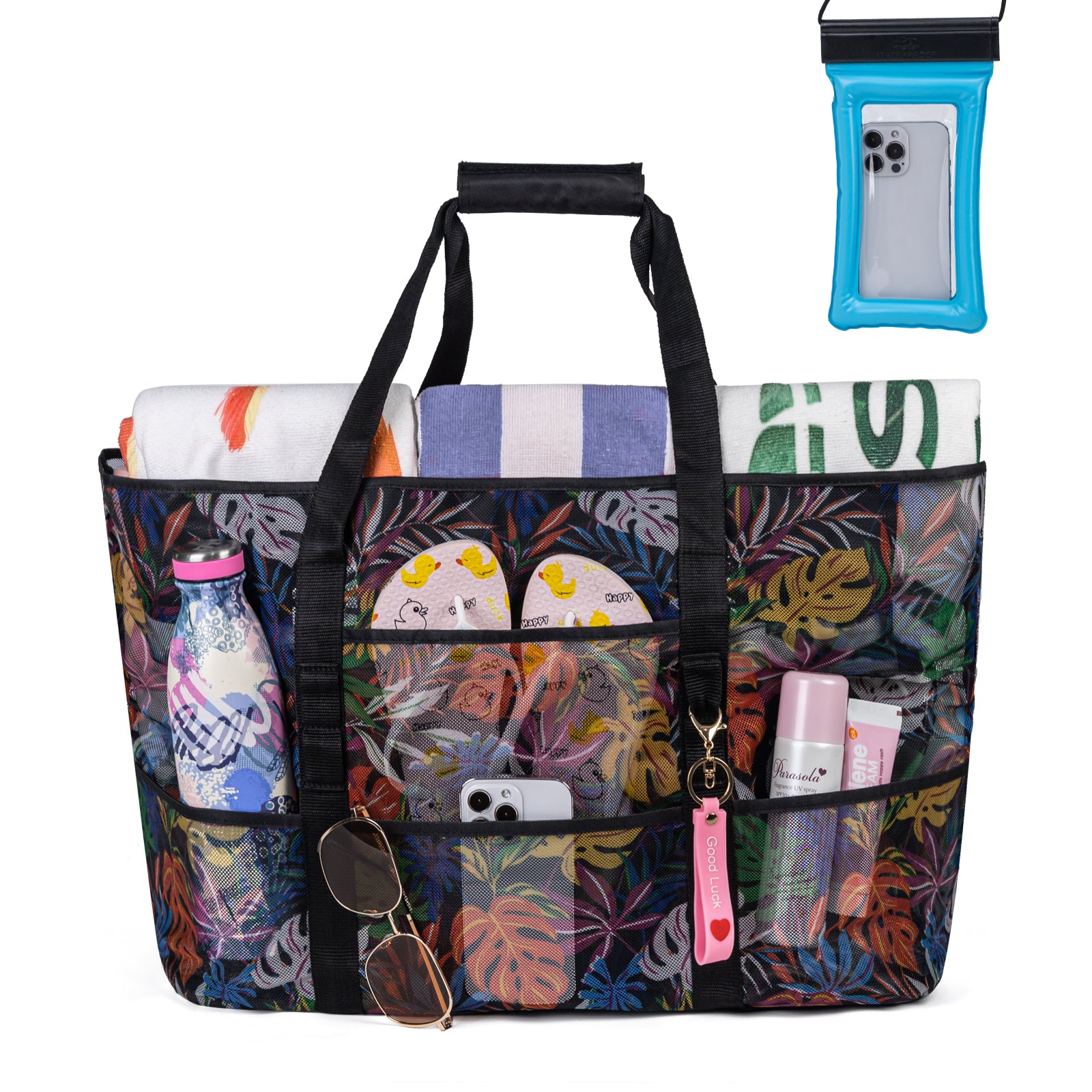 Large Pattern Beach Bag for Women with Zipper Lightweight Handbag Tie-dye