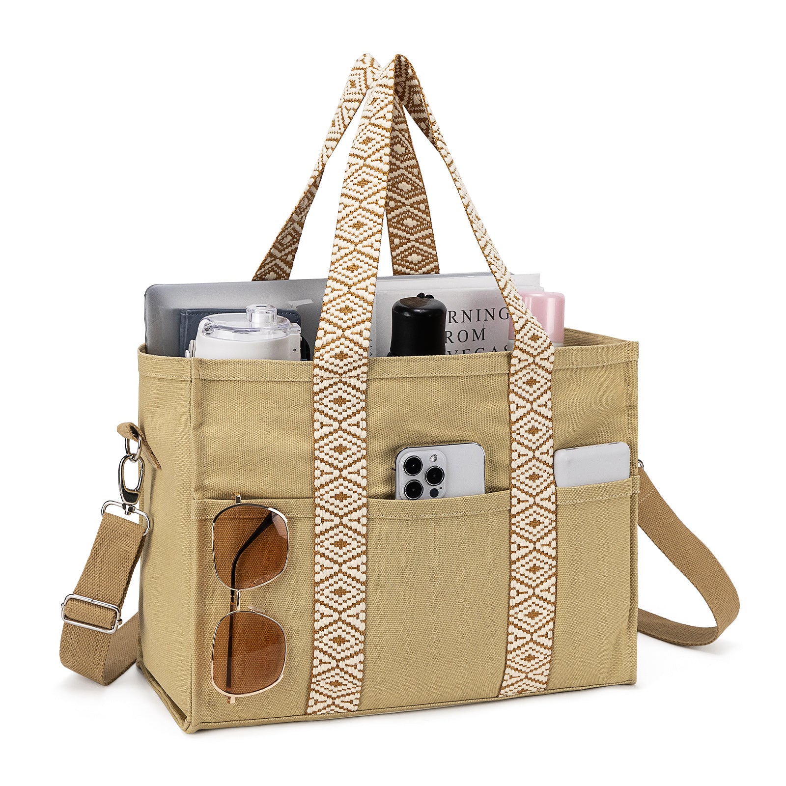 Canvas Tote bag set with Purse Bag Organizer Insert