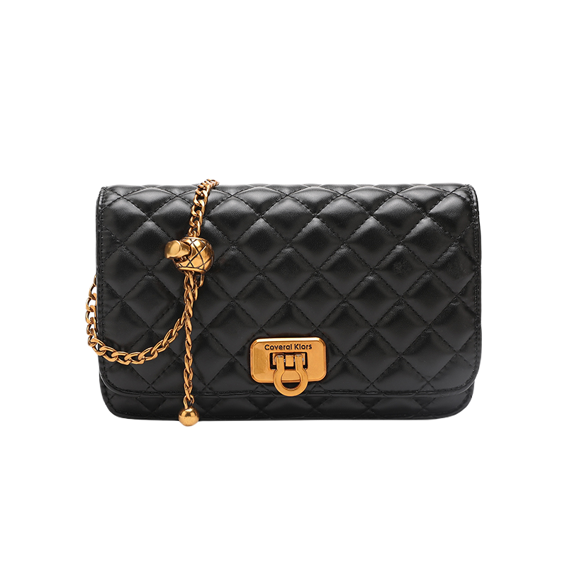 Leather Diamond Chain Shoulder Crossbody Bag