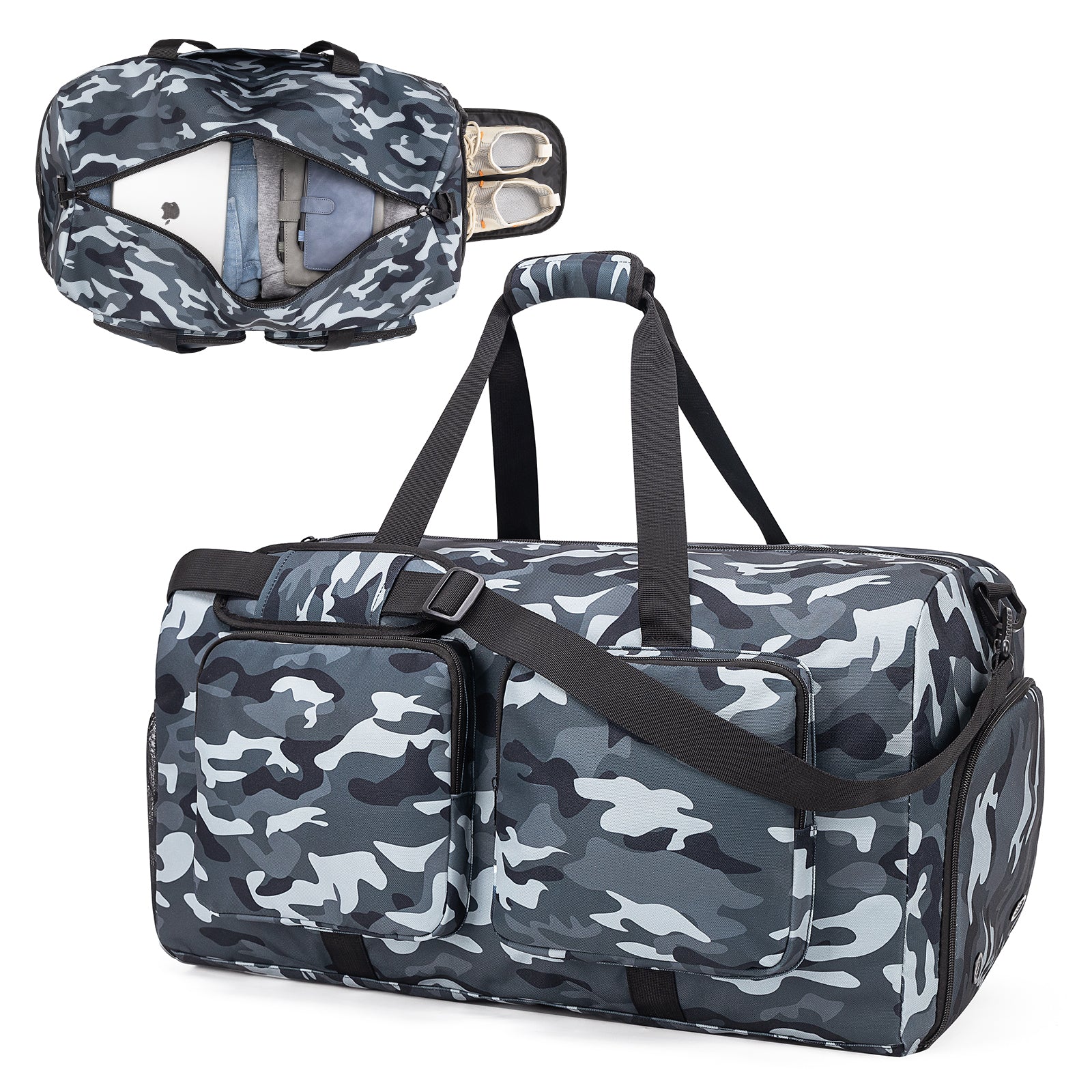 Large Capacity Weekend Duffle Travel Bag Gym Bag with Shoe Compartment