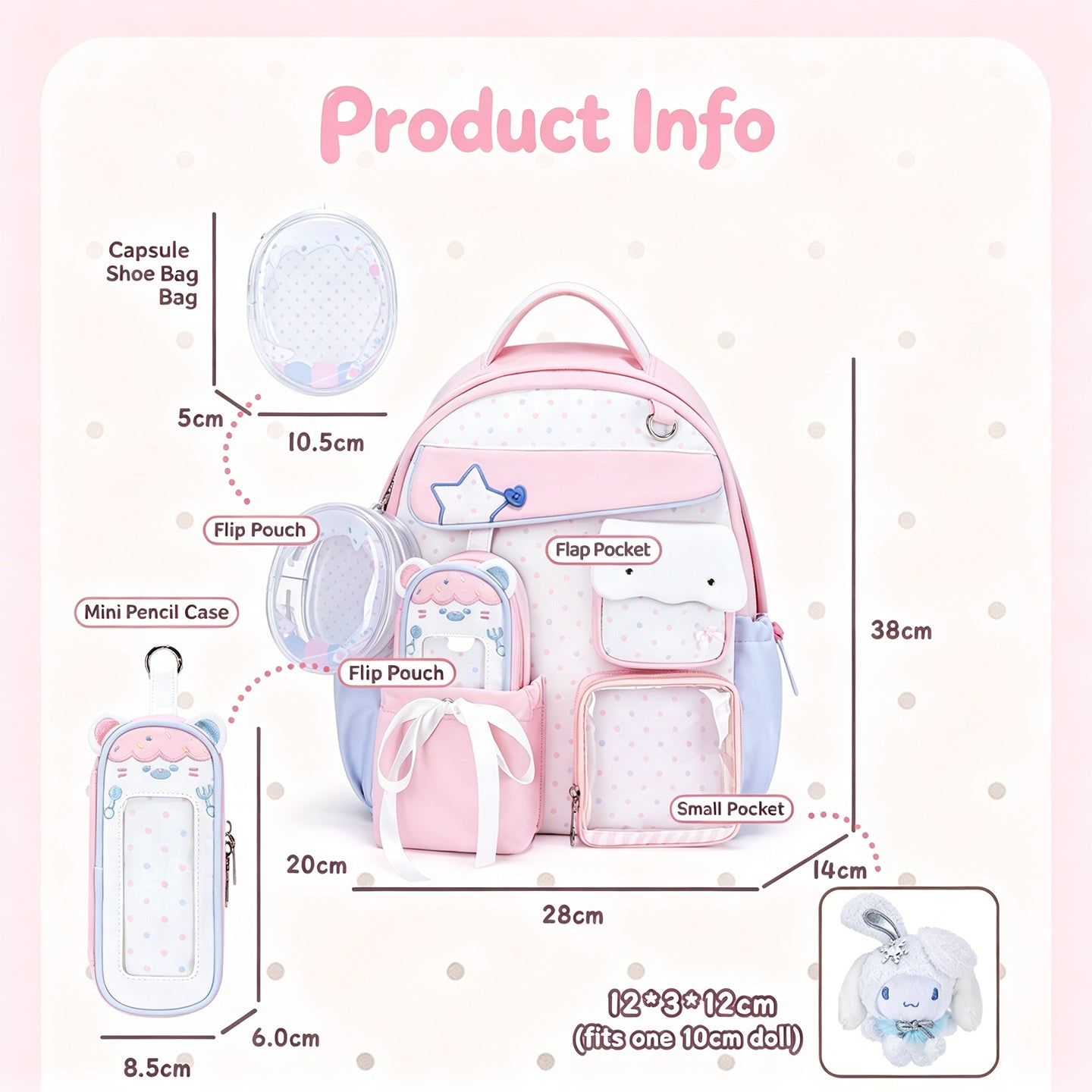 Sugar Pop Multi-Pocket Ita Backpack