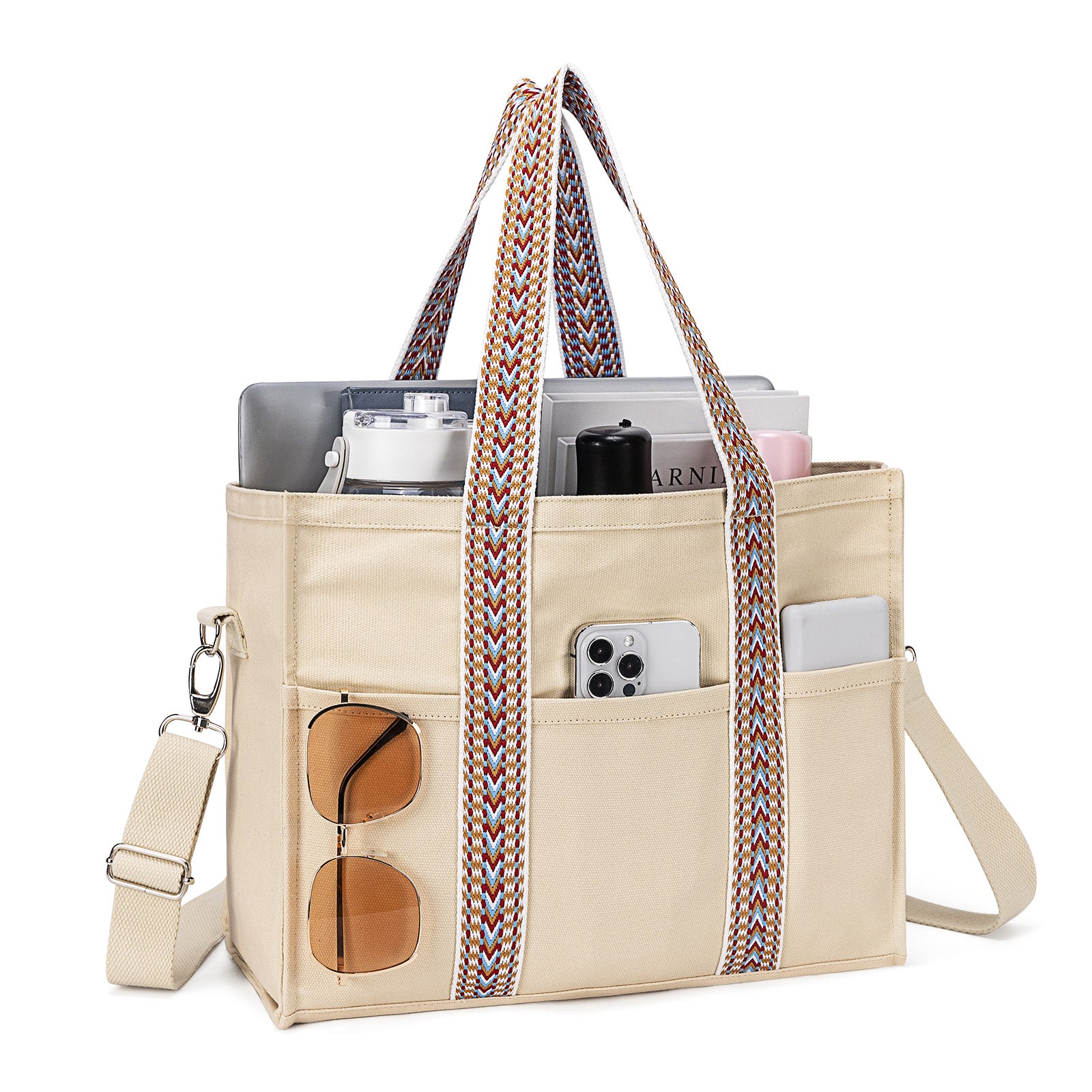 Canvas Tote bag set with Purse Bag Organizer Insert