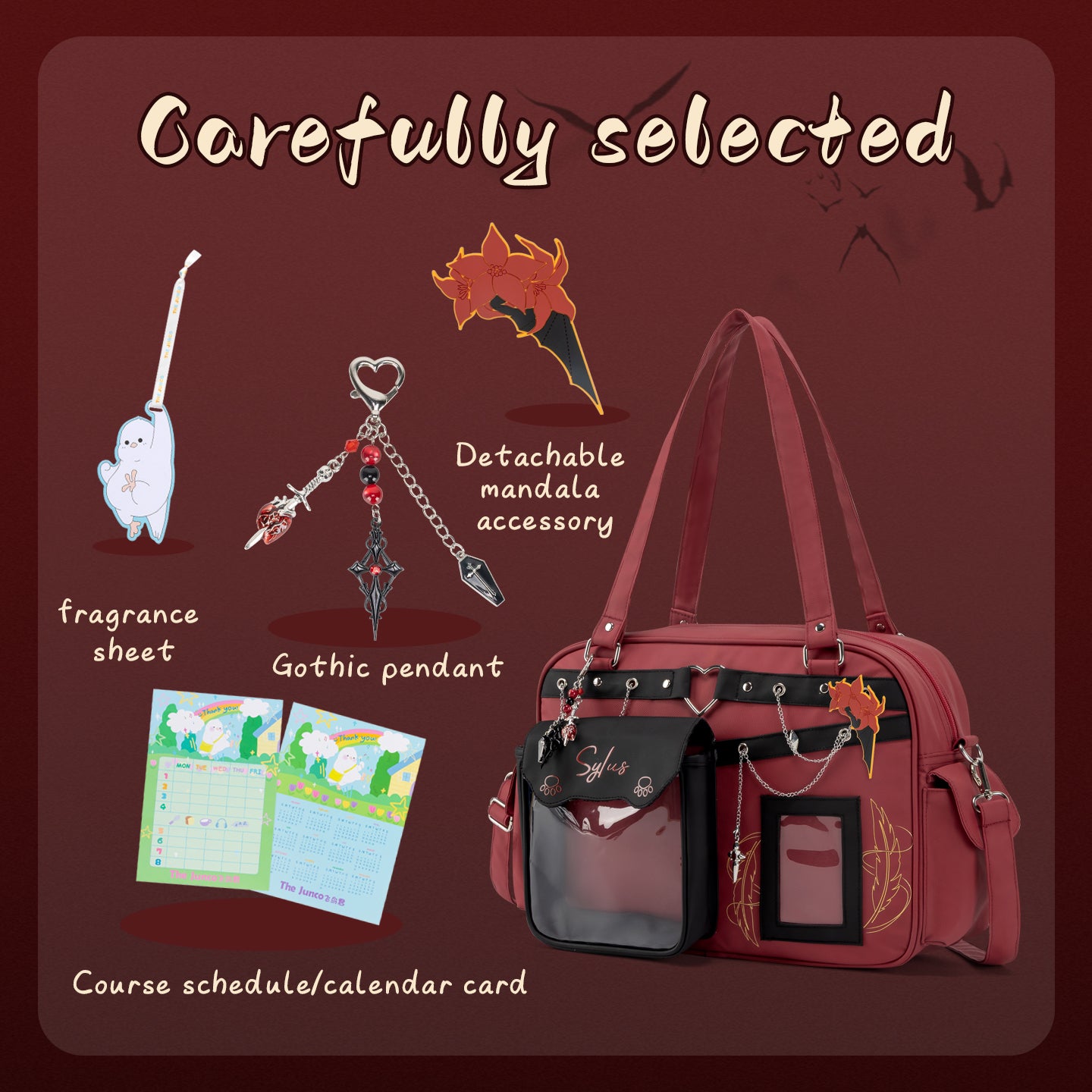 【QinChe Sylus】Halloween Tote Pain Bag Cross-body Shoulder Bag interior organization view
