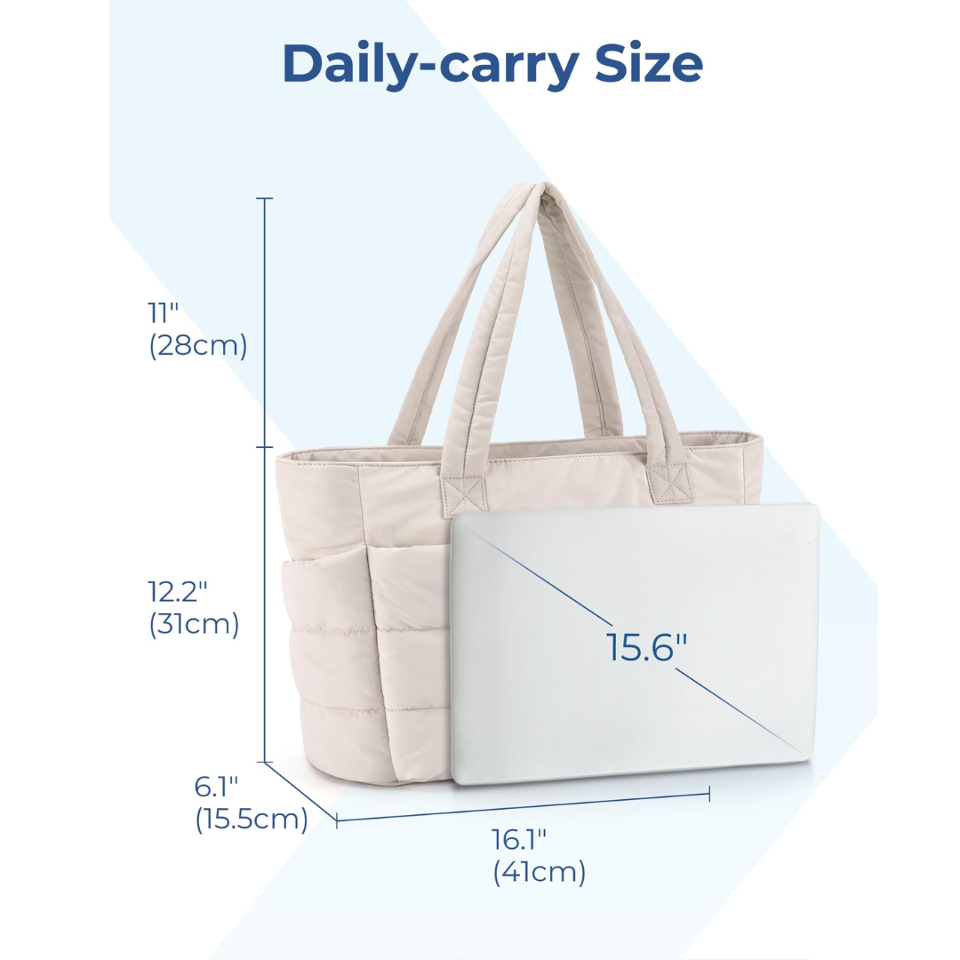 20L Puffy Tote Bag with 15.6" Laptop Compartment