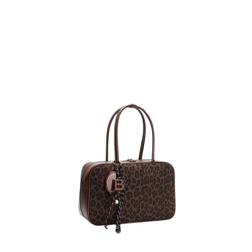 Classic Leather Leopard Bowling Bag