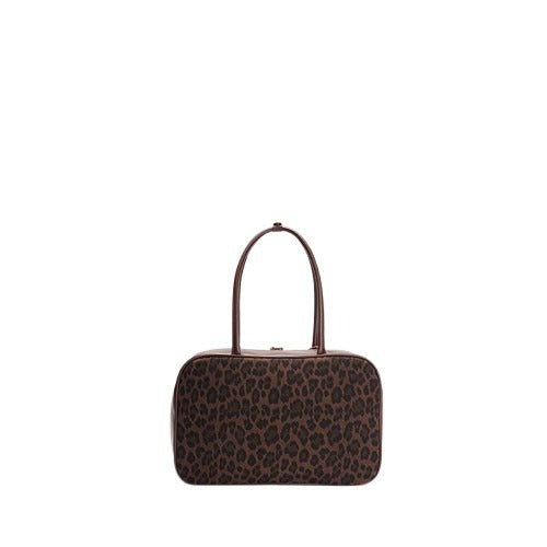 Classic Leather Leopard Bowling Bag