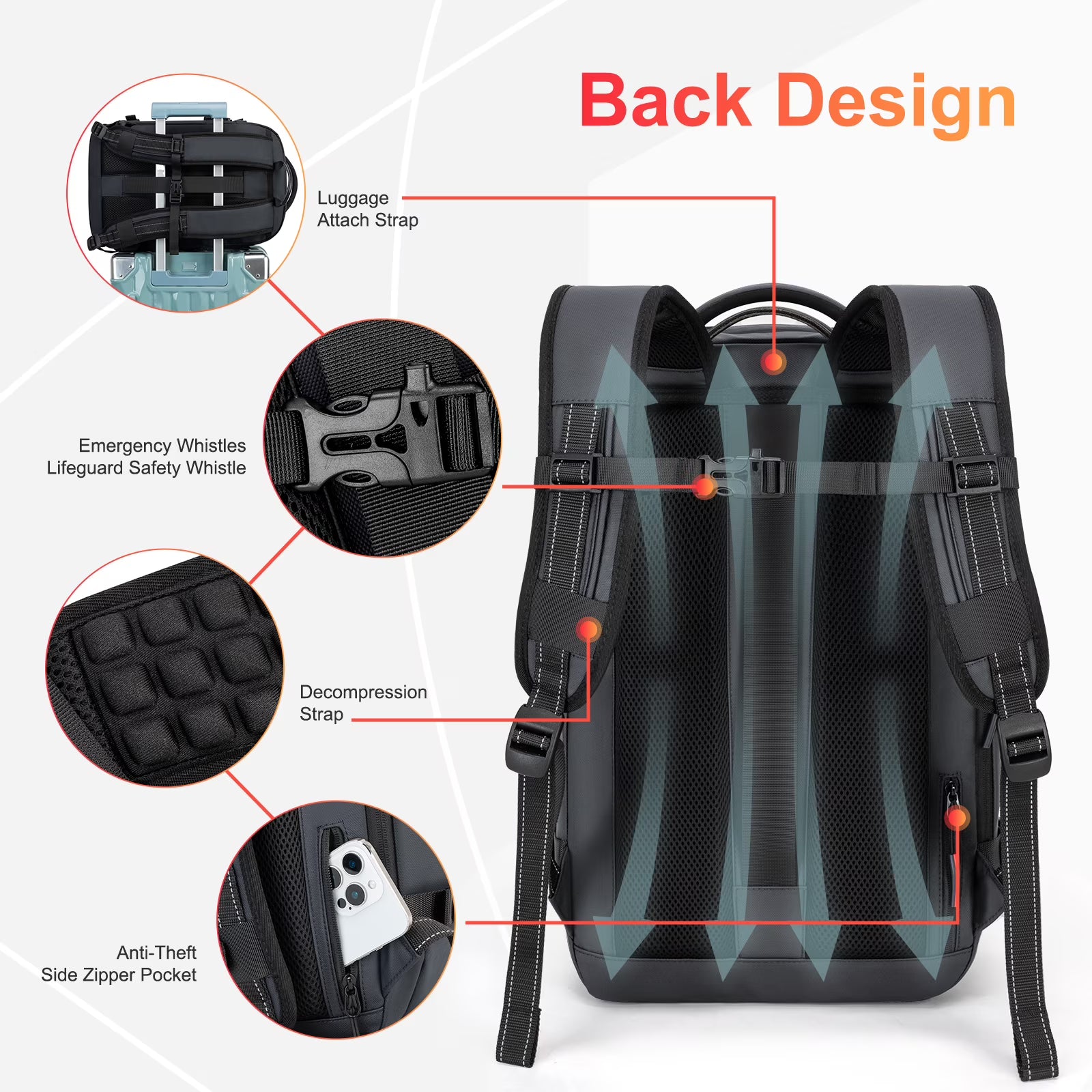 Grey Vacuum Backpack for Travel Water Resistant , Kabaqoo 60L Expandable Vacuum Compression Bag with Electric Vacuum Pump, TSA Lock, Wet Dry Separation, Gifts