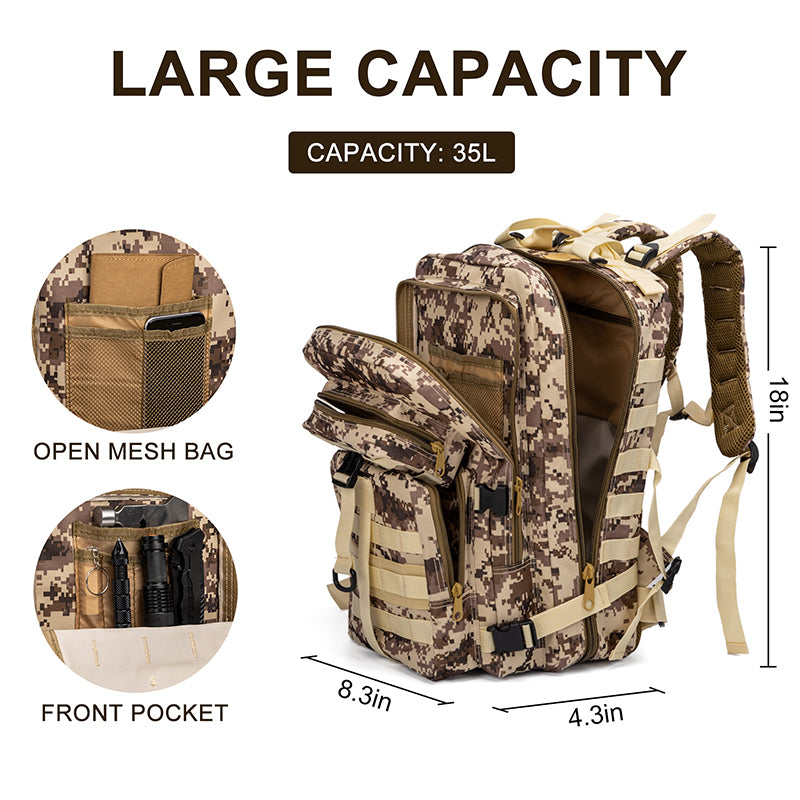 Large Military Tactical Backpack Travel Waterproof