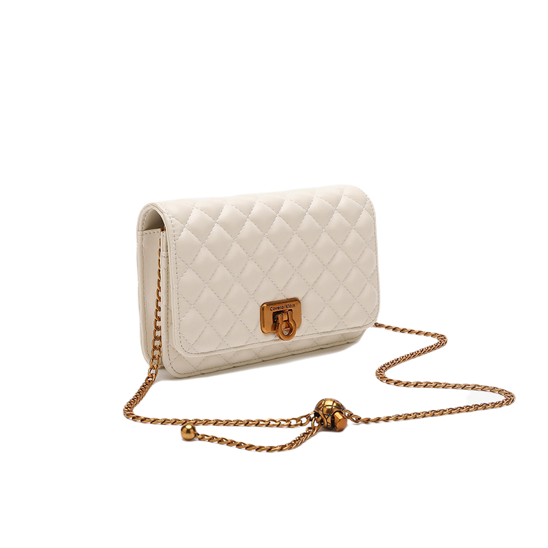 Leather Diamond Chain Shoulder Crossbody Bag