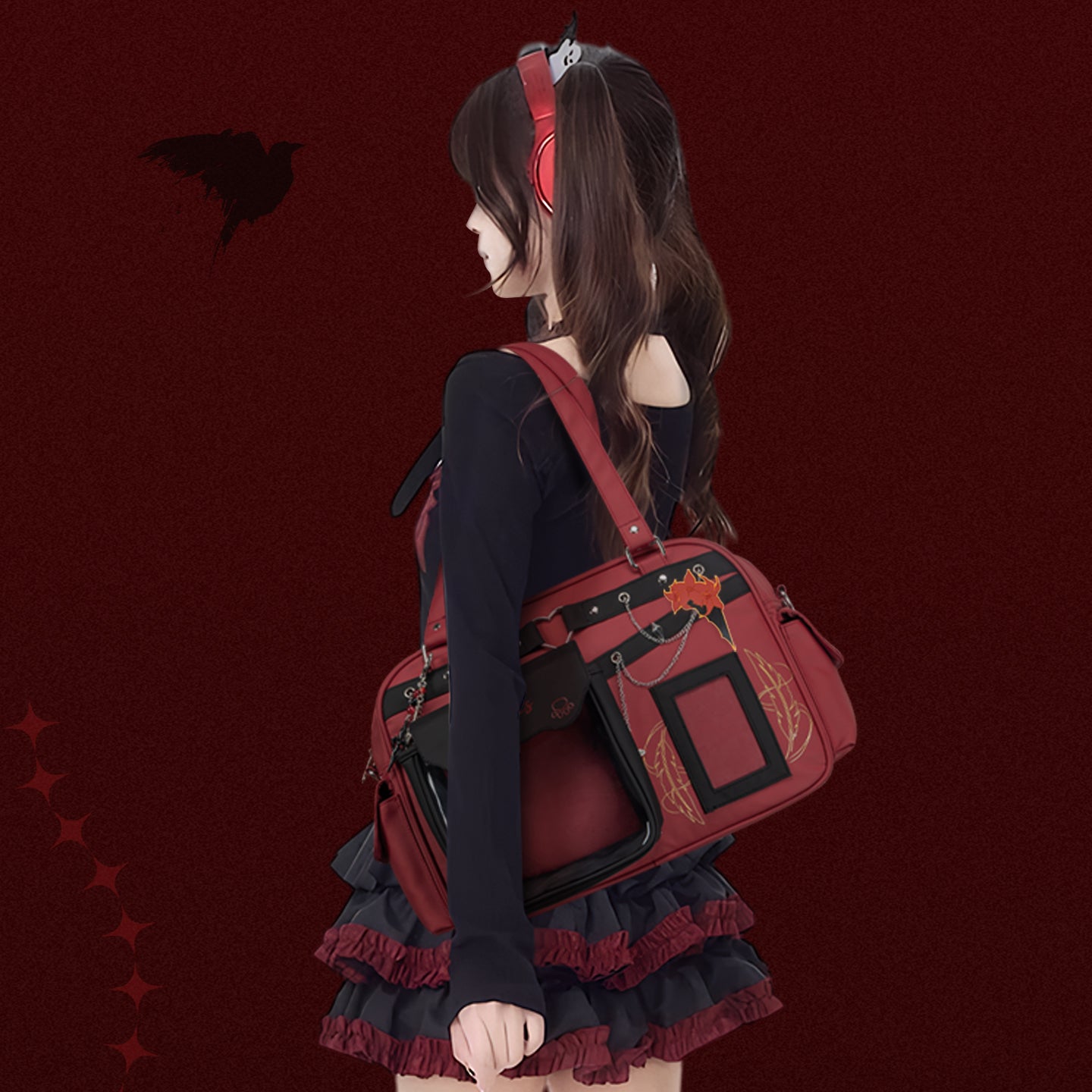 【QinChe Sylus】Halloween Tote Pain Bag Cross-body Shoulder Bag lifestyle styling view