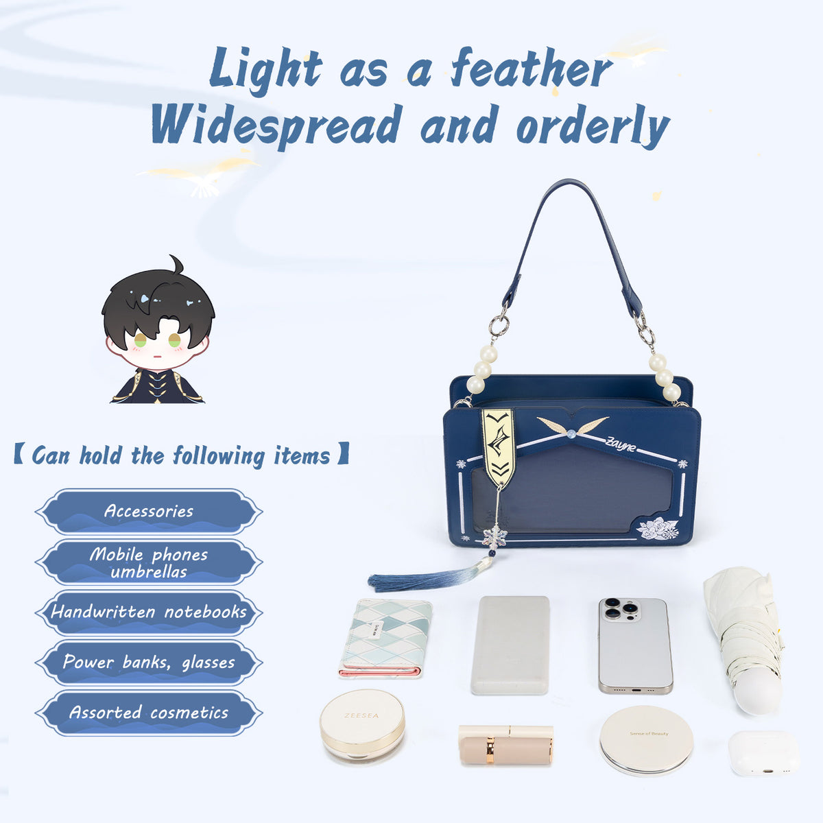 Moli Ita Bag with space for a phone, umbrella, notebook, power bank and cosmetics