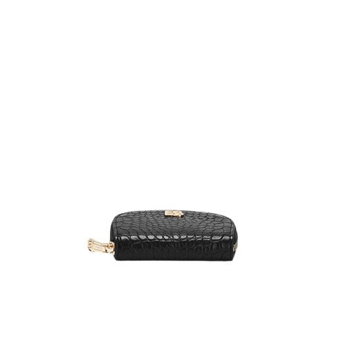 Zipper Crocodile Patterned Leather Card Holder