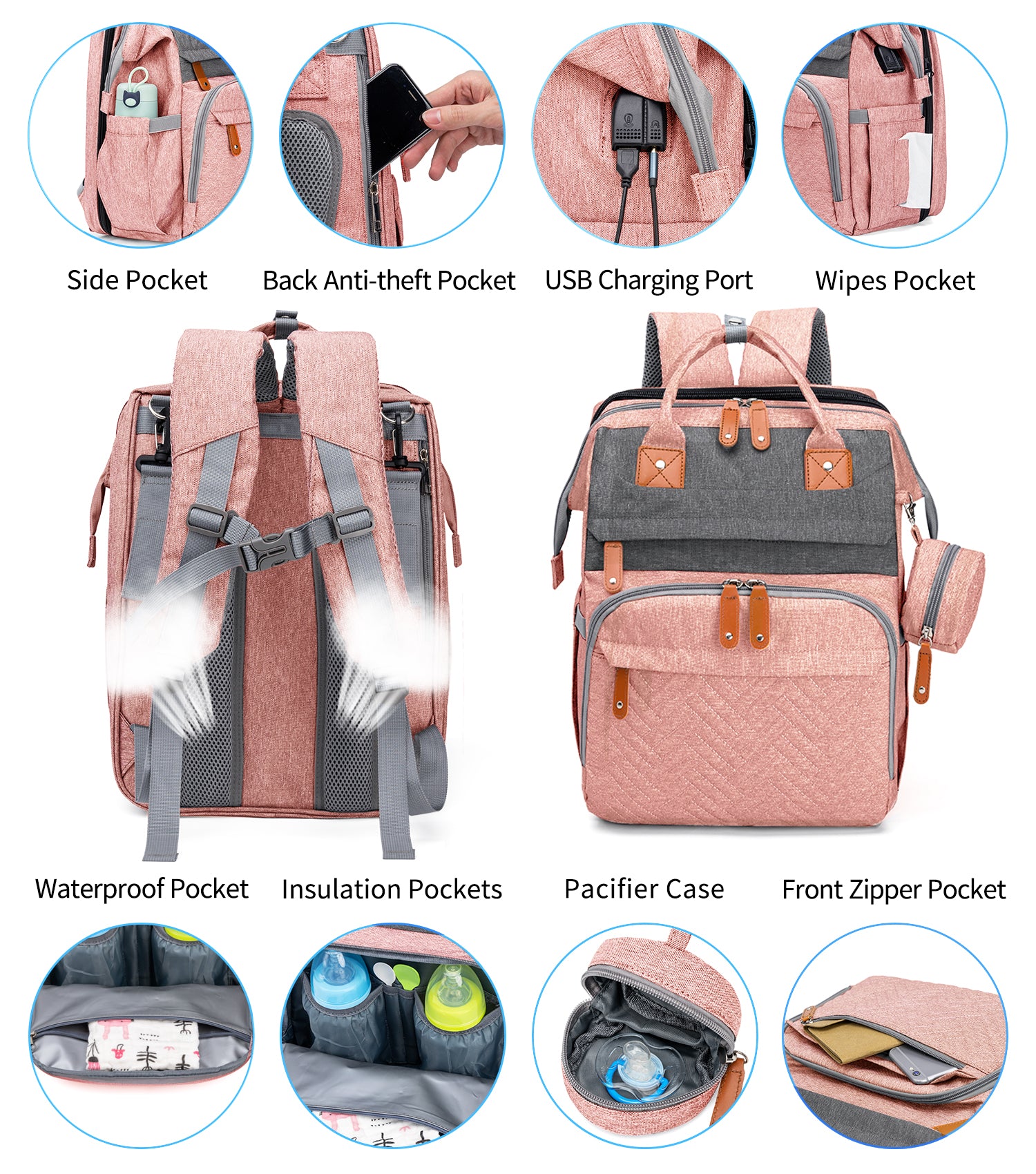 Large Mommy Backpack Diaper Bags turns into a Changing Bed MMB-2s