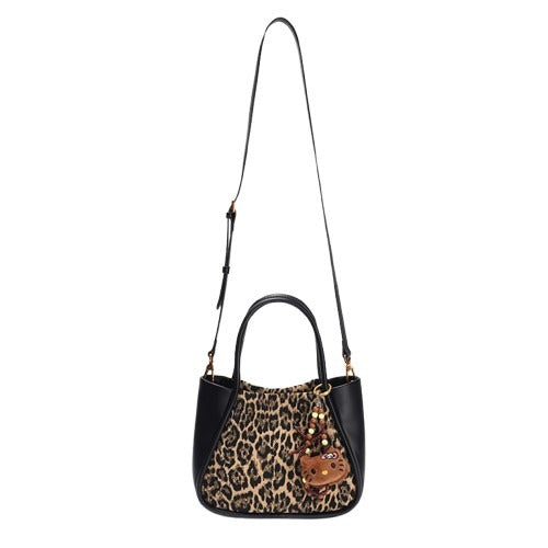 Sweet and Cool Leather Leopard Print Crossbody Bag