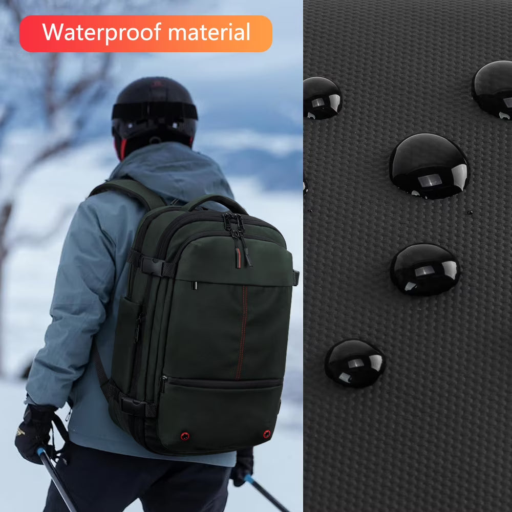 Green Vacuum Backpack for Travel Water Resistant , Kabaqoo 60L Expandable Vacuum Compression Bag with Electric Vacuum Pump, TSA Lock, Wet Dry Separation, Gifts