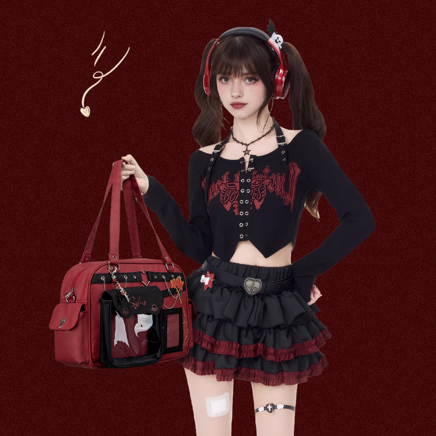 【QinChe Sylus】Halloween Tote Pain Bag Cross-body Shoulder Bag strap and carrying detail